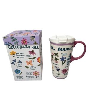 NWT EVERGREEN “Celebrate All The Mamas” Floral Travel Mug in Gift Box 17 Oz